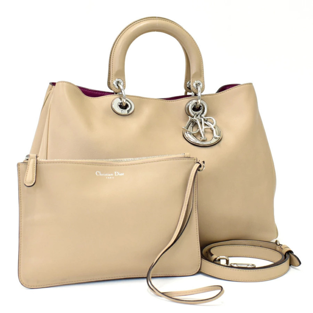 Christian Dior Diorissimo handbag shoulder bag leather beige